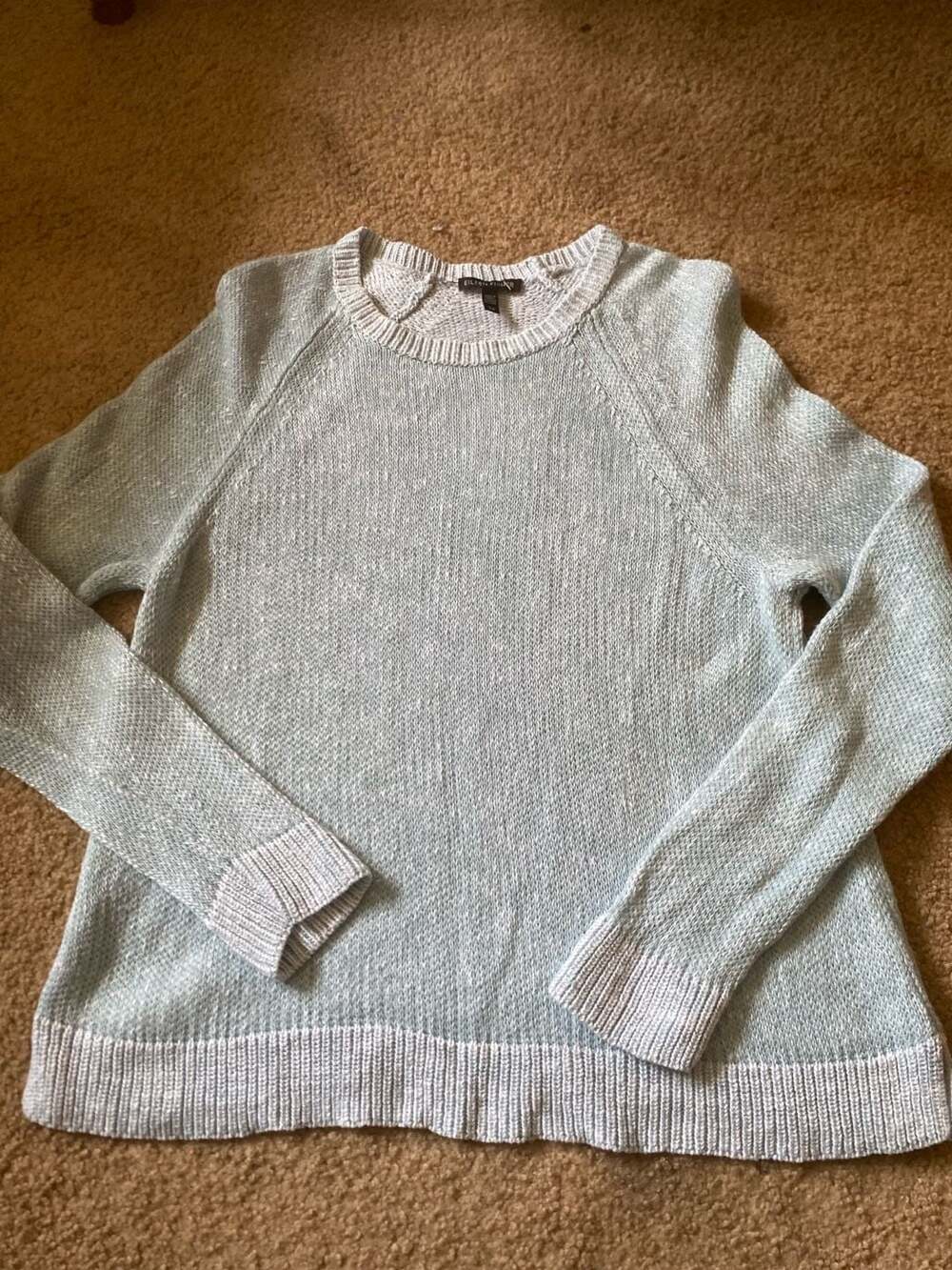Eileen Fisher Organic Linen Cotton Sweater Size S Light Blue